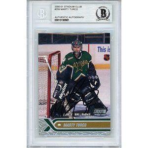 Marty Turco Signed Stars Topps Rookie Hockey Card Beckett BAS Slab Autographed